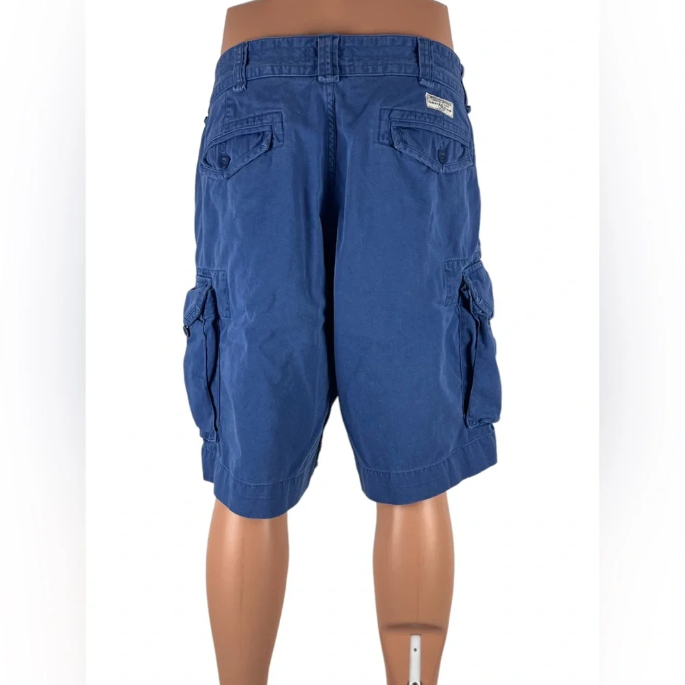 Polo Ralph Lauren Mens 37 (actual) Cargo Shorts Faded Finish Distressed Blue EUC